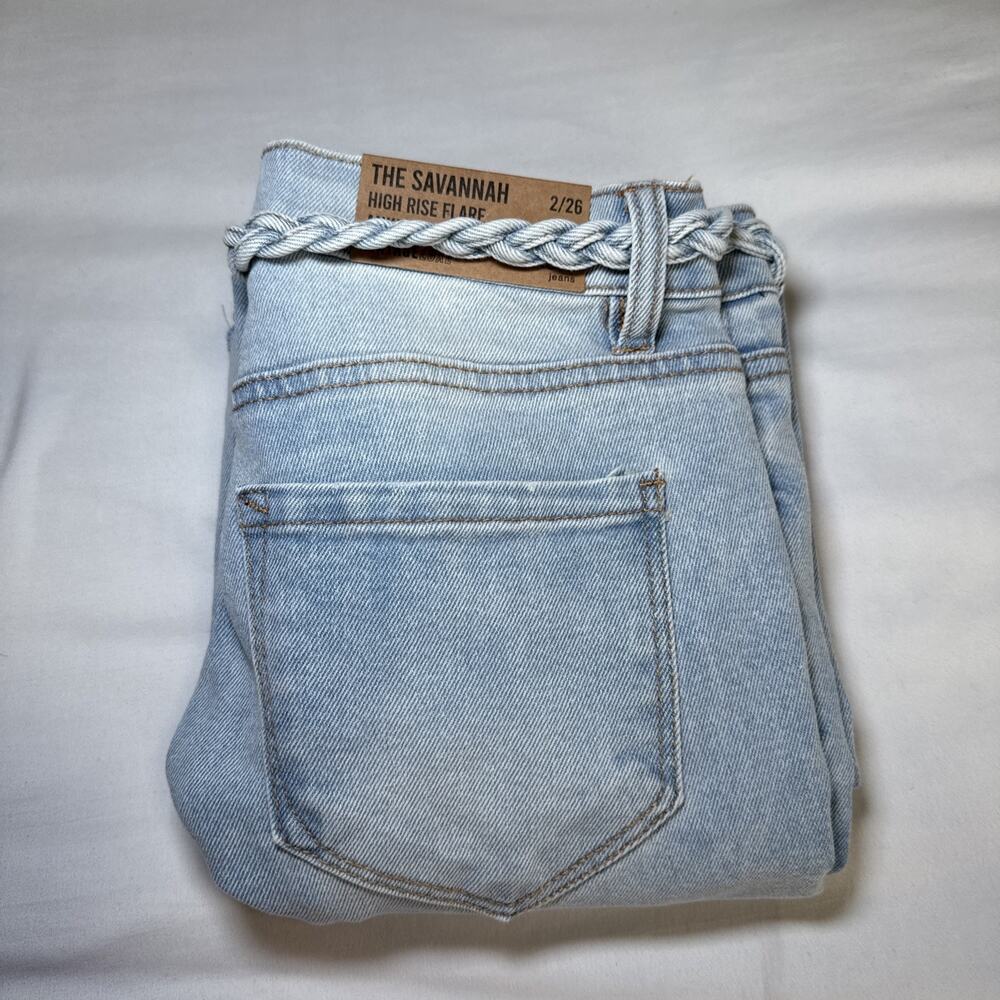 Kensie Savannah High Rise Flare Ankle Jeans Womens 2 / 26 Belted Light Wash NWT - Picture 11 of 11